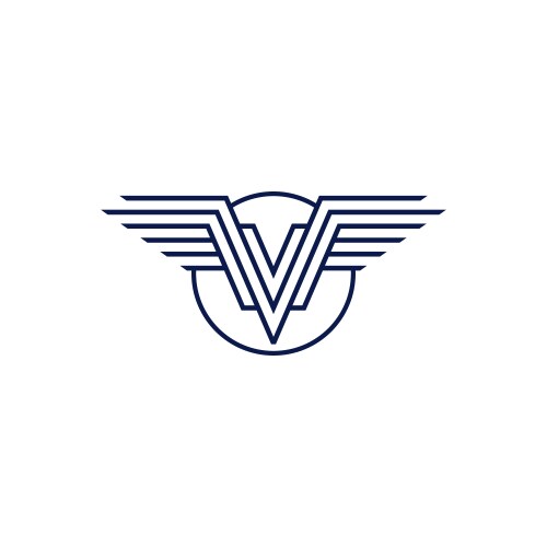 Letter v with wings symbol logo design Royalty Free Vector