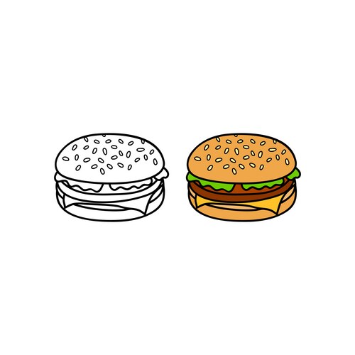 Colorful Hand-Drawn Cheeseburger Vector Image