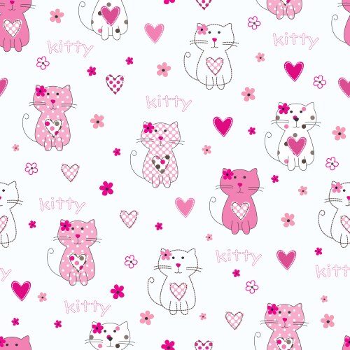 Seamless with a cute cat Royalty Free Vector Image