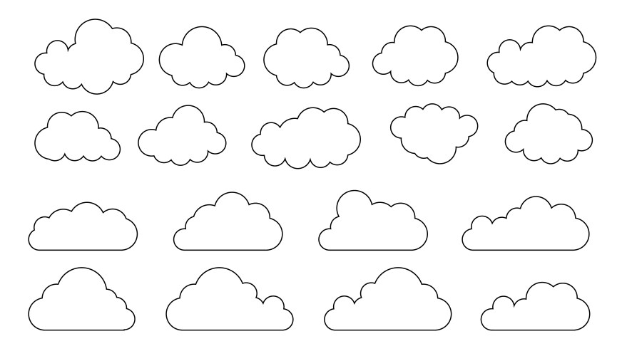 Clouds line art icon databases networking vector image