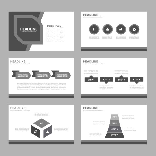Black presentation templates infographic element vector image