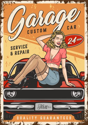 Garage service colorful vintage flyer vector image