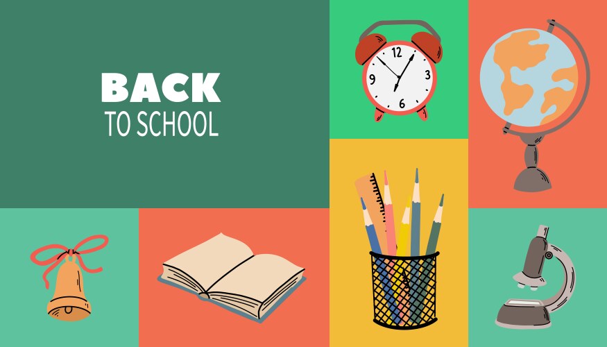 Colorful back to school poster with supply Vector Image