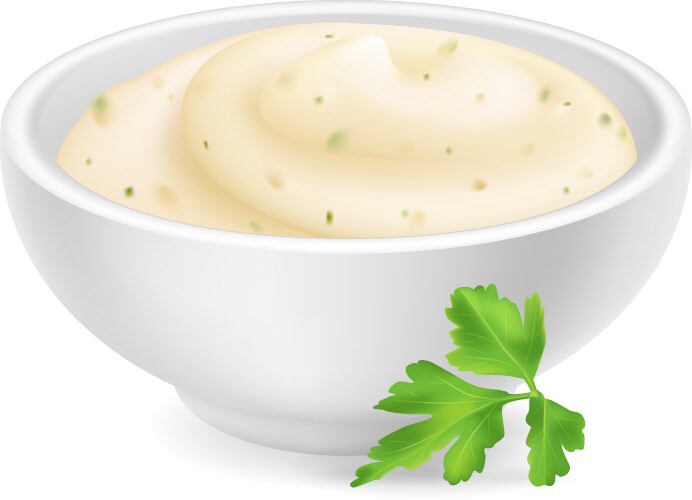 Creamy Tartar Sauce in Bowl Vector Image