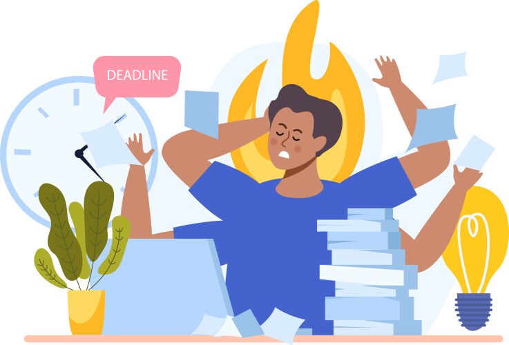 Deadline fire stress composition vector image