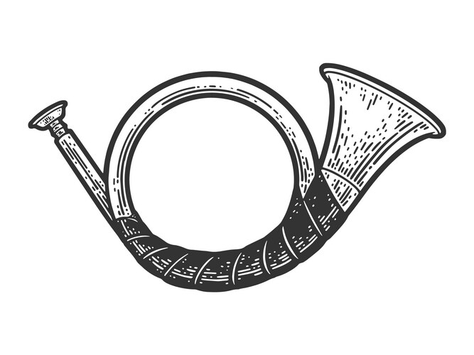 Vintage Hunting Horn Sketch Vector Image