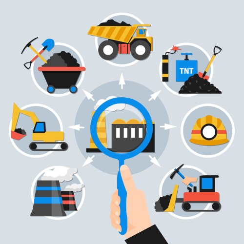 Mining industry flat composition Royalty Free Vector Image