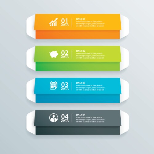Infographics envelope tab paper index with 4 data vector image
