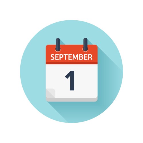 september 1 flat daily calendar icon date vector image