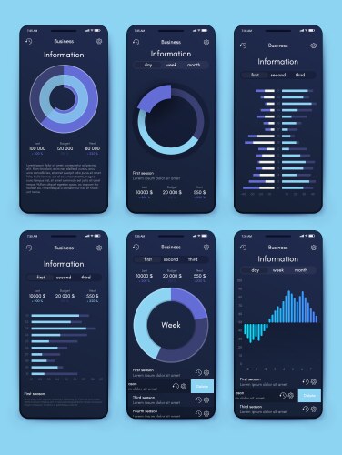 Different ui ux gui screens and flat web icons vector image