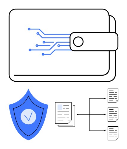 Digital wallet with blockchain connection vector image
