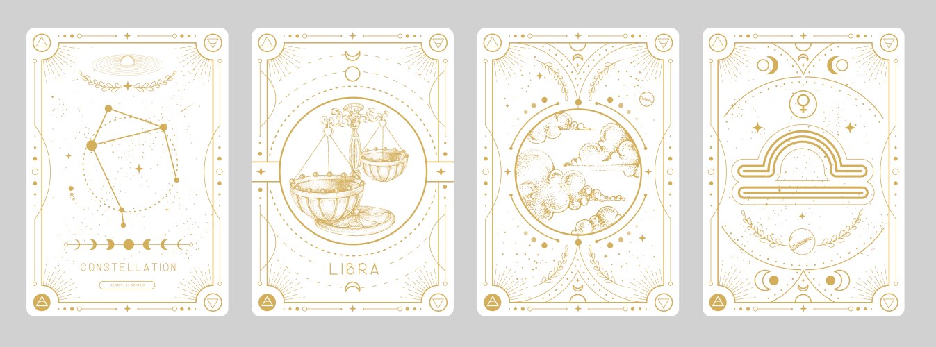 Libra Zodiac Cards - Astrology Set Vector Image