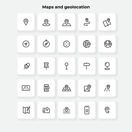 Maps and geolocation line icons set pointer gps vektorbild