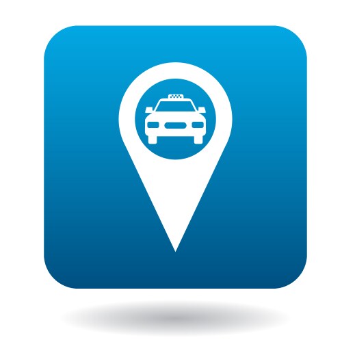 Map pointer with taxi icon in flat style vector image