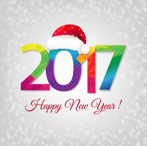 Happy new year card with santa cap vector image