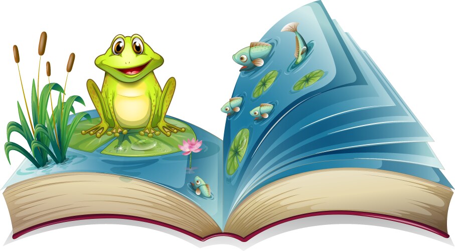 a book with story of the frog in pond vector image