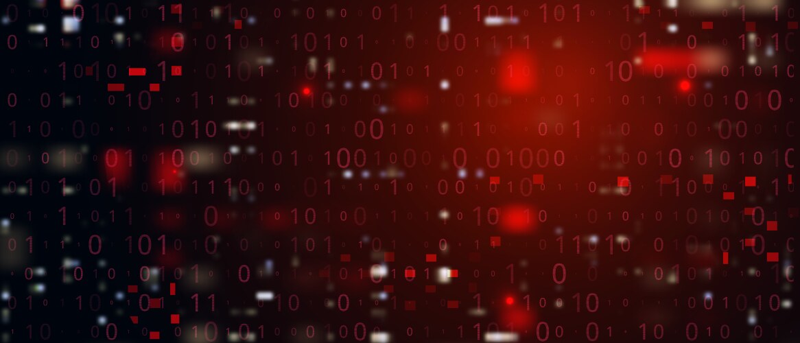 Digital binary code on dark red background data vektorbild