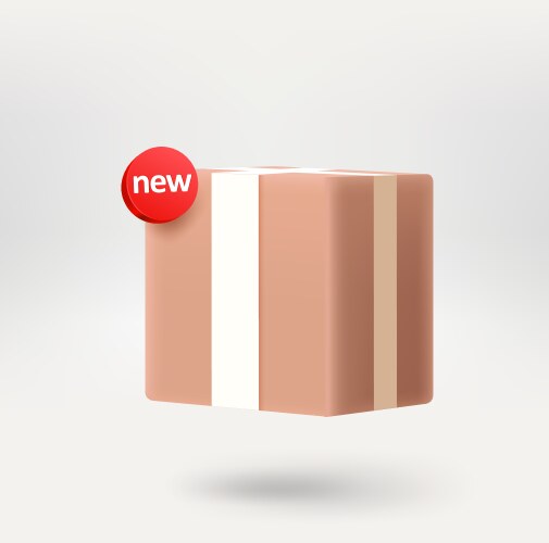 postage box with a new message label 3d icon vector