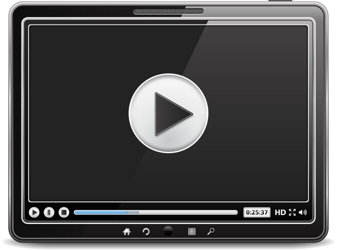 tablet computer with video player vector image