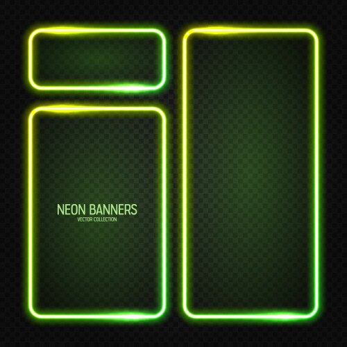 glowing neon banners illuminated colorful square vector image