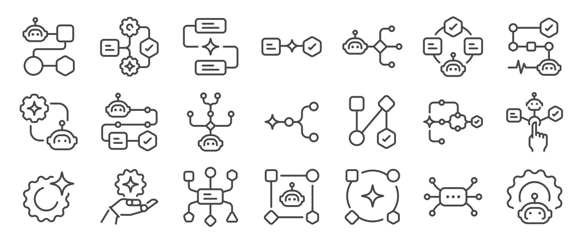 Ai automation workflow icon set vector image