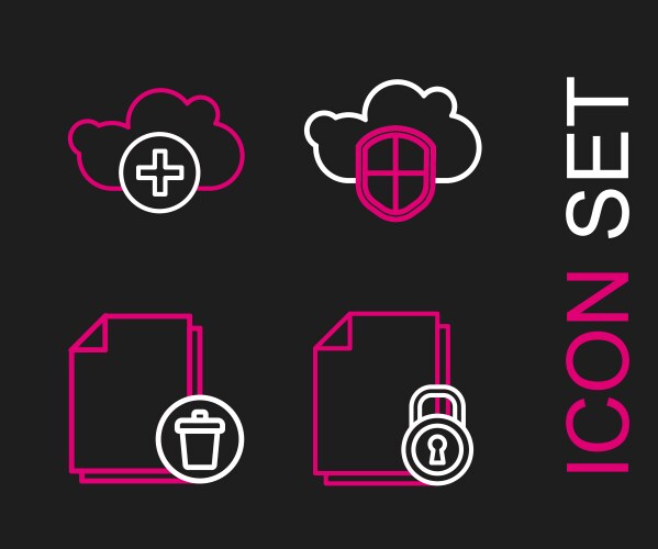 Set line document and lock delete file vector image