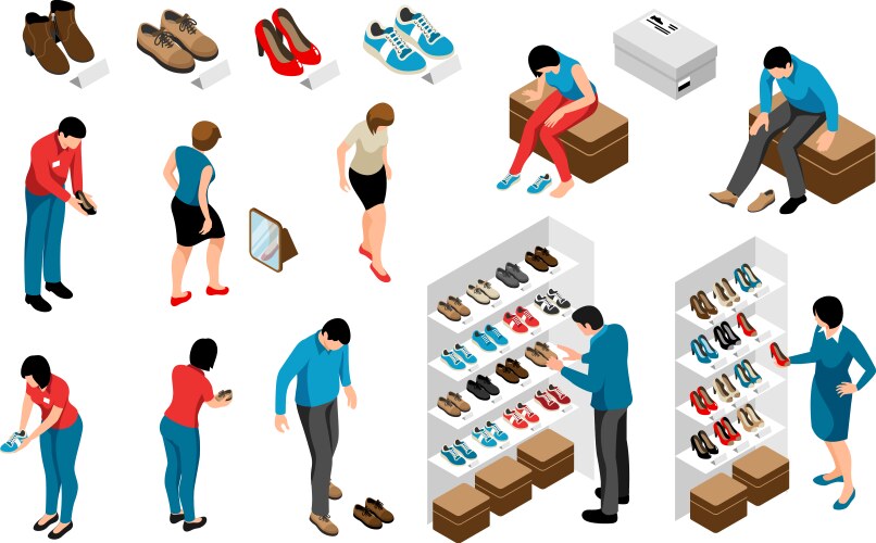 Shoe store set Royalty Free Vector Image - VectorStock