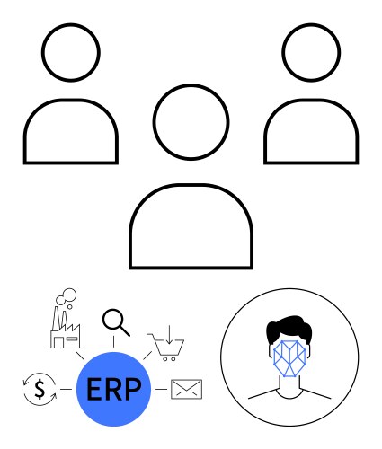 Erp integration with user management and ai vector image