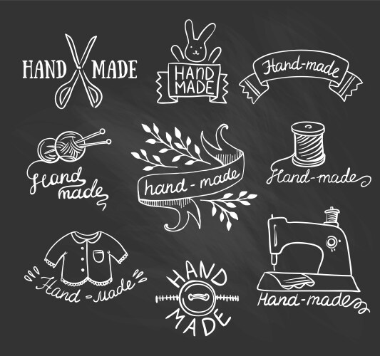 Retro Knitting Badge & Label Set Vector Image