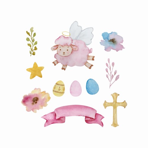 Watercolor easter set baby angels for spring Vector Image