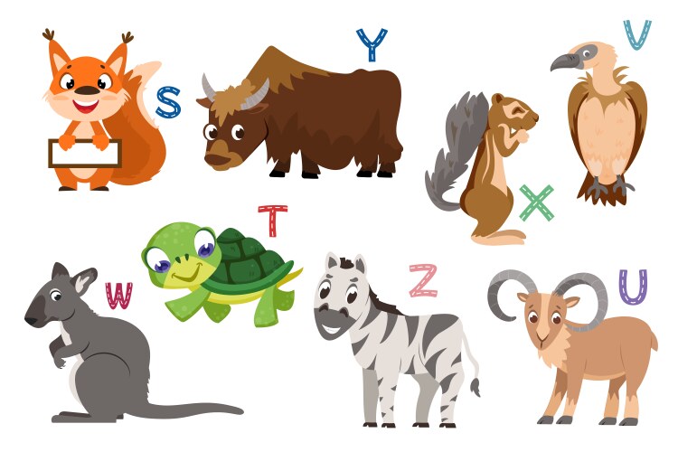 Alphabet Animals Learning Set Vector Image