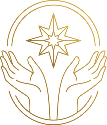 Design hands with star in frame hand vector image