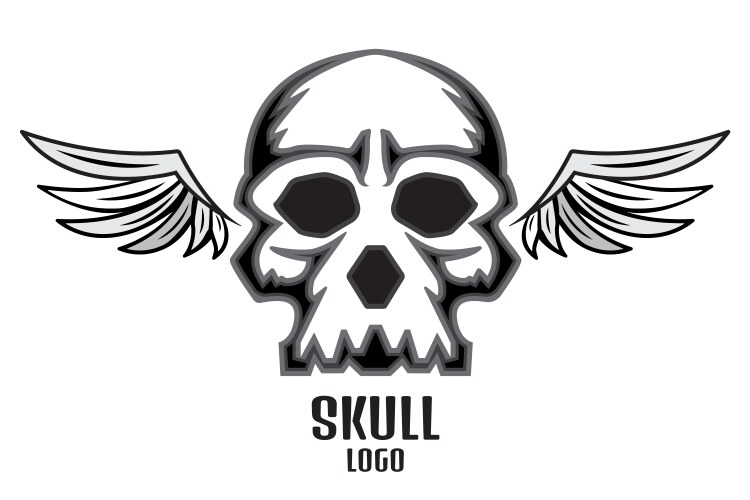 Skull Logo with Wings Vector Image