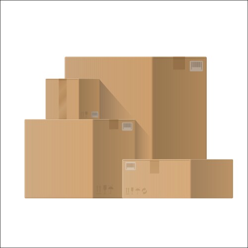 Cardboard boxes on metal rack with shelves Vector Image