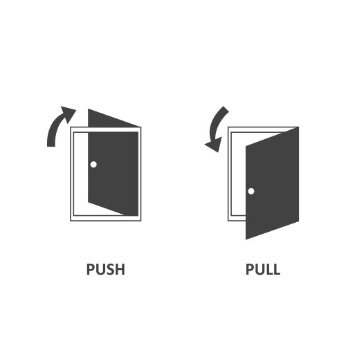 set open door push icon and pull vector