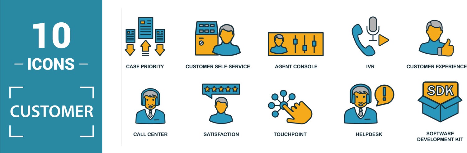 Customer service icon set include creative – Royalty-Free Vector ...