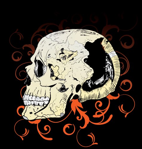 Ornate Skull Tattoo Vector Image
