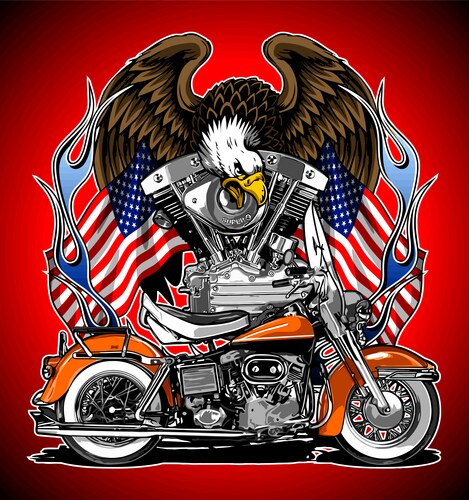 Eagle Motocross with American Flag Vector Image