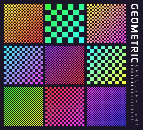 Groovy checkered pattern colorful distorted tiled vector image