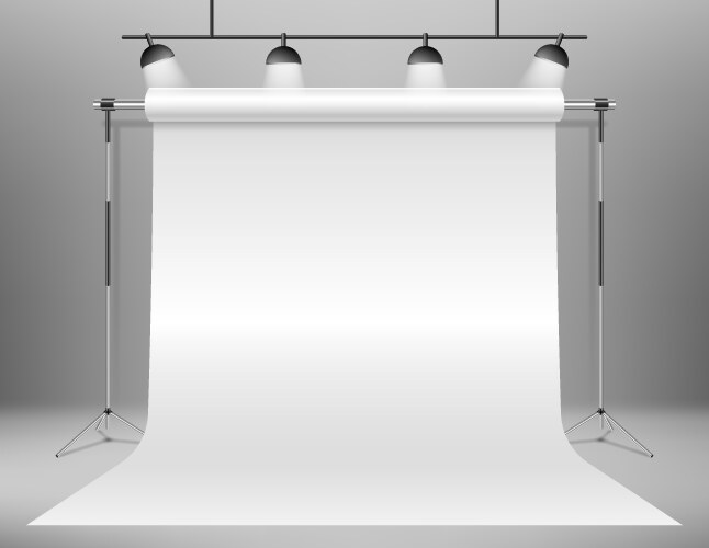 Empty white photo studio backdrop realistic Vector Image