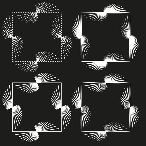 Square frames with rays radial patterns white vector image