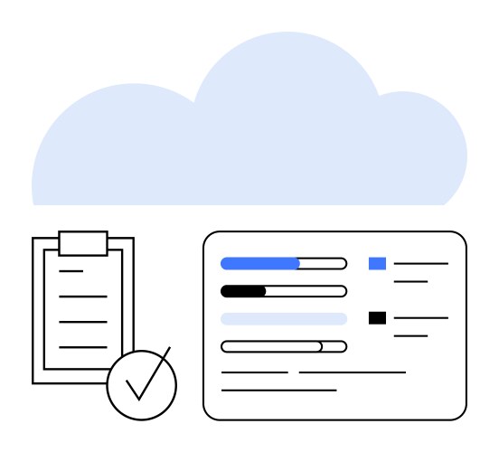 Cloud technology with checklist and data dashboard vector image