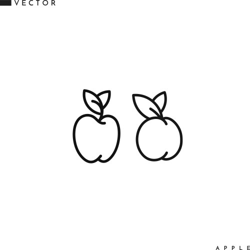 Peach and apple outline style vector image