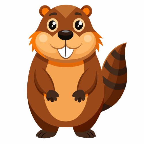 Charming Beaver Cartoon Vector Image