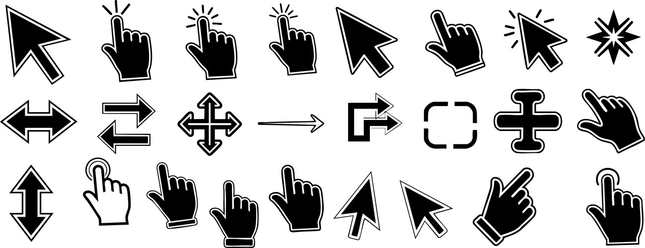 Hand Cursor Pointer Icons - Click & Tap – Royalty-Free Vector | VectorStock