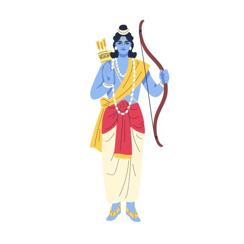 indian god rama hindu divine archer character vector