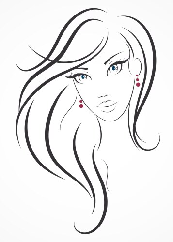 Elegant Girl Outline Vector Image