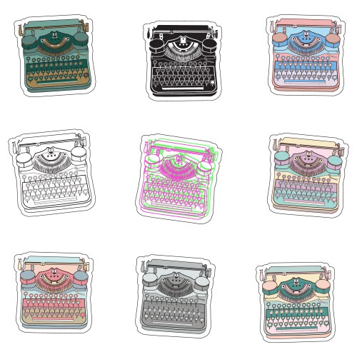 set stickers and badges with hand drawn vector image