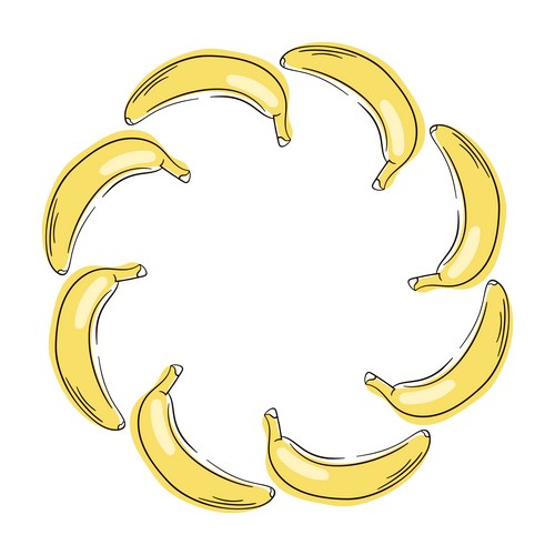 Banana Wreath - Festive Flat Style Vector Image