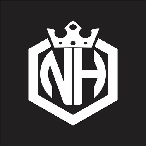 Nh logo monogram rounded hexagon shape Vector Image